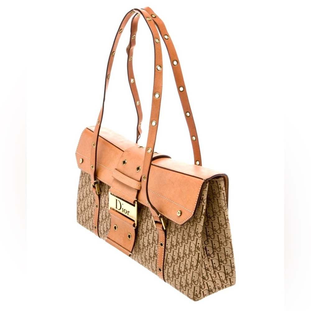 Christian Dior 2003 Diorissimo Street Chic Vintage Shoulder Bag, tan/gold, GUC - Picture 3 of 16